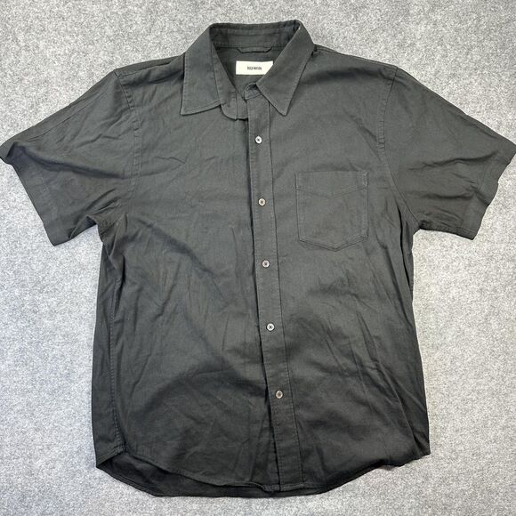 Buck Mason Shirt Mens Large Black Short Sleeve Button Up Pocket Collared Casual - Picture 1 of 10